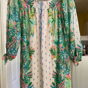 Lilly Pulitzer Off-Shoulder Dress with Pink and Green